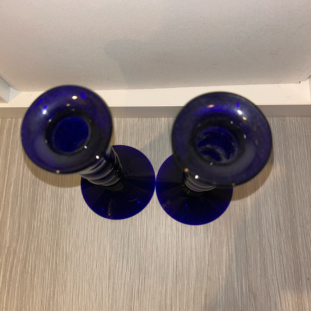 Vintage Cobalt Blue candle holders - Picture 2 of 3